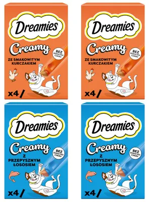 Zdjęcie produktu dla Dreamies Creamy 16x10g Kremowy Przysmak Dla Kotów Mix Smaków Kurczak I Łosoś