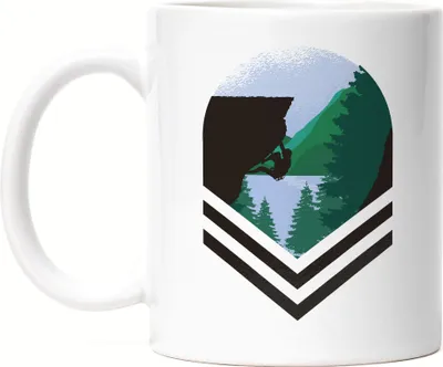 Produktbild von Klettern Tasse Weiß Berge Bergsteiger Bouldern Klettern Freizeit Healing Hügel Felsen Kletterschuhe Kletterer Sport