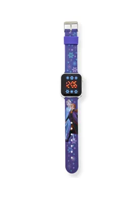 Produktbild von Accutime FZN4733 LED Kinderuhr Disneys Die Eiskönigin, Digitaluhr mit LED-Anzeige für Uhrzeit & Datum, Weiches Acryl-Armband, Lange Batterielaufzeit, Abschalt Automatik, Uhr für Mädchen & Jungen, Lila