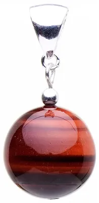 Produktbild von Anhänger aus rotem Tigerauge & 925 Silber rot-braun glatt Kugel Halsschmuck Damen