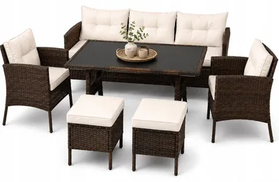 Zdjęcie produktu dla Meble Ogrodowe Costa Zestaw  Komplet sofa fotele pufy stolik Corciano