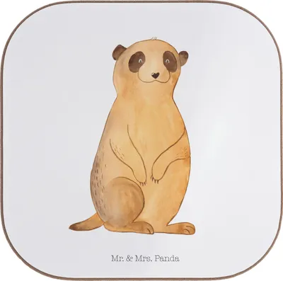 Produktbild von Mr. & Mrs. Panda Untersetzer für Gläser Erdmännchen - Weiß - Geschenk, Traveling, Afrika, Coaster, Reisen, Spruch, bieruntersetzer, gläseruntersetzer, Tassen, Roadtrip