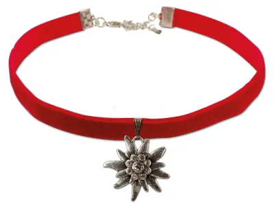 Produktbild von Alpenflüstern Trachten-Samt-Kropfband Strass-Edelweiß groß - Trachtenkette engan