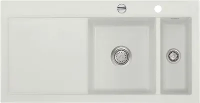 Produktbild von Auflagespüle KeraDomo MERA 100 Alu Becken rechts mit Excenterbedienung