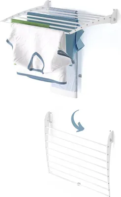 Produktbild von Wäscheständer klappbar zur Wandmontage, Wäschetrockner für kleine Flächen – Foxydry Fold Down 60 cm weiß