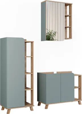 Immagine prodotto di Set di mobili da bagno Vicco Karen Sonoma/blu 3 parti, Model 55418