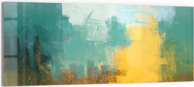 Produktbild von DEQORI Glasbild Echtglas 150x60 cm 'Entfremdete Landschaft' Wandbild Bild modern Deko