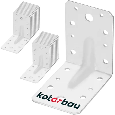 Produktbild von KOTARBAU® Winkelverbinder 90 x 90 x 65 mm mit Rippe Sicke Lochwinkel Bauwinkel Holzverbinder Balkenwinkel Verbinder  Silber Winkel 25 Stk.