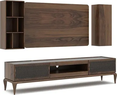 Produktbild von Holzmöbel Wohnzimmer Set 4tlg TV-Ständer Bücherregale Wohnwand TV Rahmen Neu