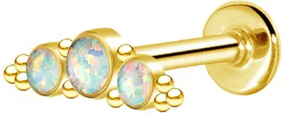 Produktbild von viva-adorno Helix Tragus Ohr Cartilage Knorpel Piercing Stecker Türkis Opal Onyx Bogen Ohrstecker Z592, opal /gold