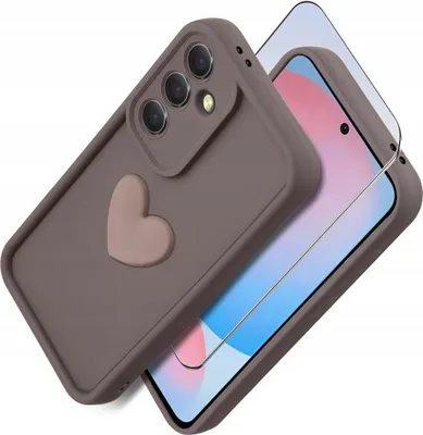 Produktbild von Etui für Samsung A56 5G aus mattem Silikon mit Herz + 9H-Schutzglas