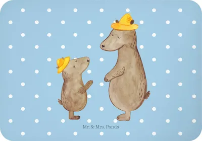 Produktbild von Mr. & Mrs. Panda magnet Bären mit Hut - Blau Pastell - Geschenk, Paps, Vatertag, Muttertag, Family, whiteboardmagnet, Papa, Kühlschrankmagnet, Notizhalter, haftmagnet