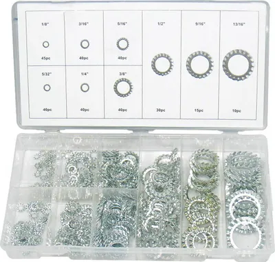 Produktbild von Zahnscheiben-Sortiment Sicherungsscheiben Set (aussen gezahnt) 3 - 21mm 325-tlg.