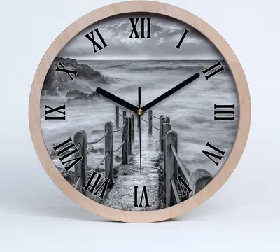 Produktbild von Holzuhr 30fi cm wanduhr - schwarze Spitzen - Weg am Meer