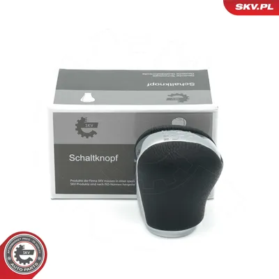 Image de Pommeau de levier de vitesses ESEN SKV, chrome/cuir noir, 6 vitesses, pour NISSAN X-TRAIL (T30), NP300 Navara Pickup (D40), ALMERA II Hatchback (N16) et PRIMERA