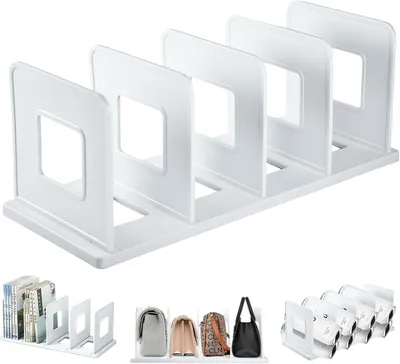 Produktbild von Handtaschenregal Weiß Handtaschenregal - 5 Fächer - Verstellbarer Schrankorganizer für Handtaschen - Regaleinteiler und Taschenhalter - Weiß