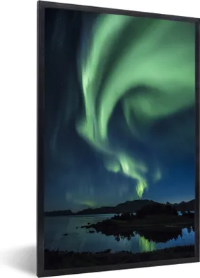 Produktbild von MuchoWow® MuchoWow® Gerahmtes Poster Nordlichter - Landschaft - Norwegen 20x30 cm - Poster mit zchwarzem Bilderrahmen - Drucken - Bilder Poster im Rahmen
