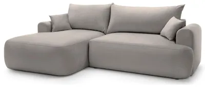 Produktbild von Selsey OVO - Ecksofa mit Schlaffunktion, Stauraum und Samtbezug, hellgrau, links