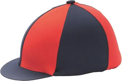 Produktbild von Hy  Elasthan-Reithelmüberzug, seidig glänzend, zweifarbig BZ506 (Einheitsgröße) (Marineblau/Rot)