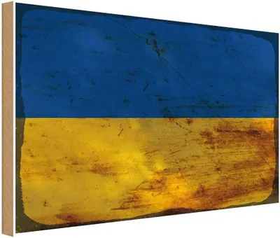 Produktbild von vianmo Holzschild 30x40 cm Ukraine Flagge Fahne Wappen