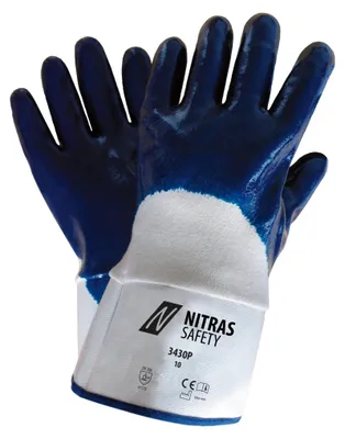 Produktbild von NITRAS Nitrilhandschuhe, weiß / blau, EN 388 Baumwoll-Jersey | Packung (12 Paare)