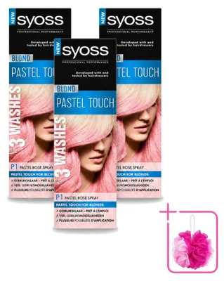 Produktbild von 3 x Syoss Color Blond Pastel Touch P1 Haarfarbspray Pastelrosa - Sparpackung - 3 Stücke
