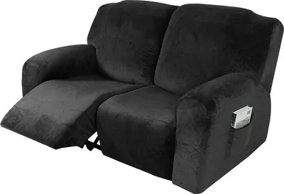Obrázek produktu pro 6 kusů strečových lehátek Pohovka Slipcover Nábytkový chránič pro 2 polštáře na gauč, černá barva