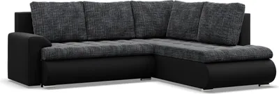 Produktbild von Rechts Ecksofa mit Schlaffunktion Foresta, Ottomane, Dunkelgrau + Schwarz