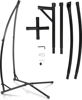 Image de Jiubiaz Châssis de chaise suspendue Châssis de chaise suspendue 215cm Support de chaise suspendue jusqu'à 150kg (sans hamac) Support de siège suspendu Support de siège suspendu