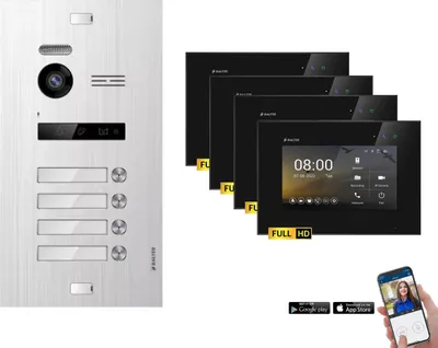 Produktbild von BALTER EVO HD Silber Video Türsprechanlage Set 4 Teilnehmer 4x 7" WLAN Monitor Schwarz