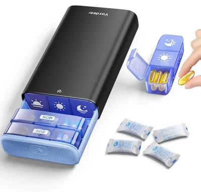 Produktbild von Tablettenbox mit drei Fächern zur täglichen Organisation