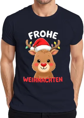 Produktbild von Frohe Weihnachten Weihnachtsgeschenk Rentier niedlich Rudolph Herren T-Shirt, Navy, XXL