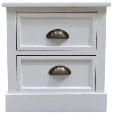 Zdjęcie produktu dla Szafka nocna Szafka nocna 2 szuflady Drewno Biały Stolik Shabby Chic