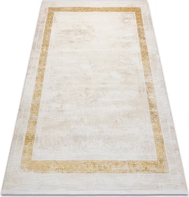 Immagine prodotto di Tappeto moderno DUKE 51524 panna / oro - Cornice greco strutturata, molto morbida, frange beige 180x270 cm