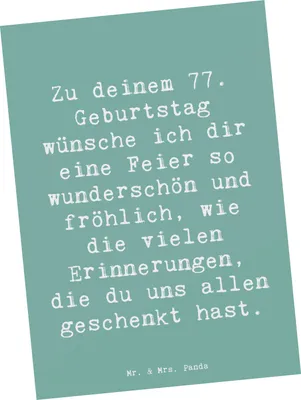 Produktbild von Mr. & Mrs. Panda Ansichtskarte Spruch 77. Geburtstag - Meeresbrise - Geschenk, Alter, Kunstkarten, Grußkarte, Happy Birthday, Postkarten, Erinnerungen, Postkarte, Feier