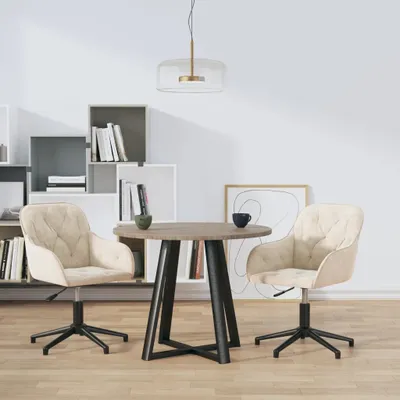 Image de The Living Store Chaise de salle à manger 2 pcs. Pivotant Crème Velours