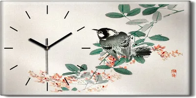 Produktbild von Leinwand Wanduhr Wandkunst Uhr 60x30 Malerei Asiatische Zweige Tier Vogel Kunst - schwarze Hände