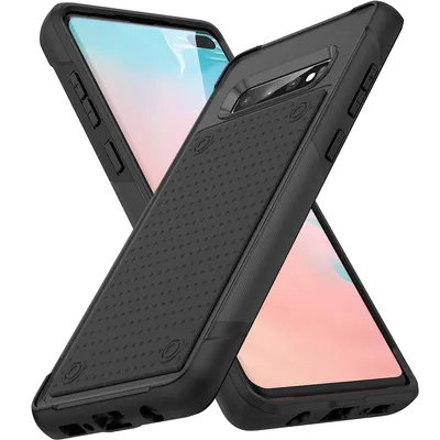 Obrázek produktu pro Pouzdro pro Samsung Galaxy S10 Plus, vojenská kvalita, nárazuvzdorné hybridní 2v1 tvrdý PC a měkký TPU pouzdro černé