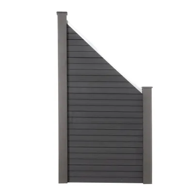 Zdjęcie produktu dla HOME DELUXE - WPC privacy fence privacy screen V2 grey - 1x element skośny + 1x słupek duży płot ogrodowy wiatrochron privacy screen