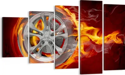 Produktbild von Bild auf Leinwand - Leinwandbild - Rad Flammen Felge - 100x60cm - Wand Bild - Wanddeko - Wandbilder - Leinwanddruck - Bilder - Kunstdruck - Wanddekoration - Leinwand bilder - Wandkunst - EG100x60-0198