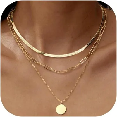 Produktbild von Stapelbare Halsketten Damen Set 3-teilig Edelstahl Gold/Silberfarben mit Anhängern