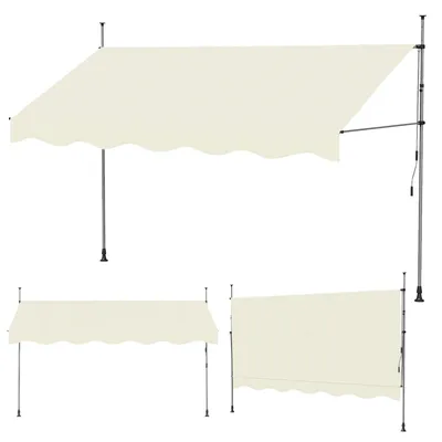 Produktbild von Manuelle ausziehbare Markise - Terrasse und Balkon - Handkurbel - Verstellbarer Sonnenschutz - PVC-Bespannung - Beige