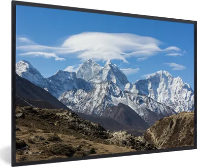 Produktbild von MuchoWow® MuchoWow® Gerahmtes Poster Himalaya-Berg in Nepal 60x40 cm - Poster mit zchwarzem Bilderrahmen - Printing - Wanddeko Schlafzimmer