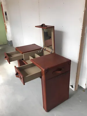 Produktbild von Schminktisch Frisiertisch Kosmetiktisch Kommode Hocker Vintage Leder Koffer neu