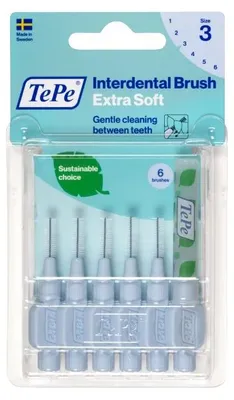 Produktbild von TePe Extra Soft Interdentalbürsten 0,6 mm hellblau 6 Stück