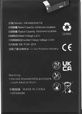 Produktbild von Clappio, Austausch-Akku für Honor 70 Lite, X7, X6 Kapazität 5000mAh, Schwarz