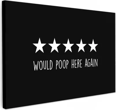 Produktbild von MuchoWow® - Leinwandbilder - Zitate - Würde hier wieder kacken - Humor - Schwarz - Sprichwort, Wandbild, Wanddeko Bilder Wohnzimmer, 60x40 cm