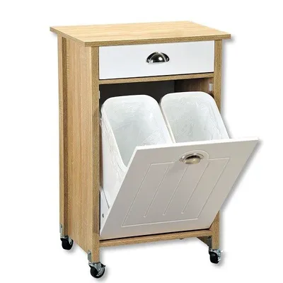 Immagine prodotto di Barra su rotelle con cestino per la raccolta dei rifiuti, rovere sonoma, Kesper