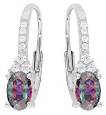 Image de Boucles d'oreilles pendantes en argent avec pierres topaze Mystic Stone, modèle SEC2747A