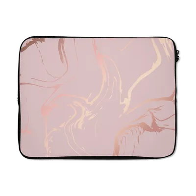 Produktbild von MuchoWow® Laptop Hülle 17 Zoll Laptoptasche Marmor - Roségold - Linie - Zipper - Schutzabdeckung